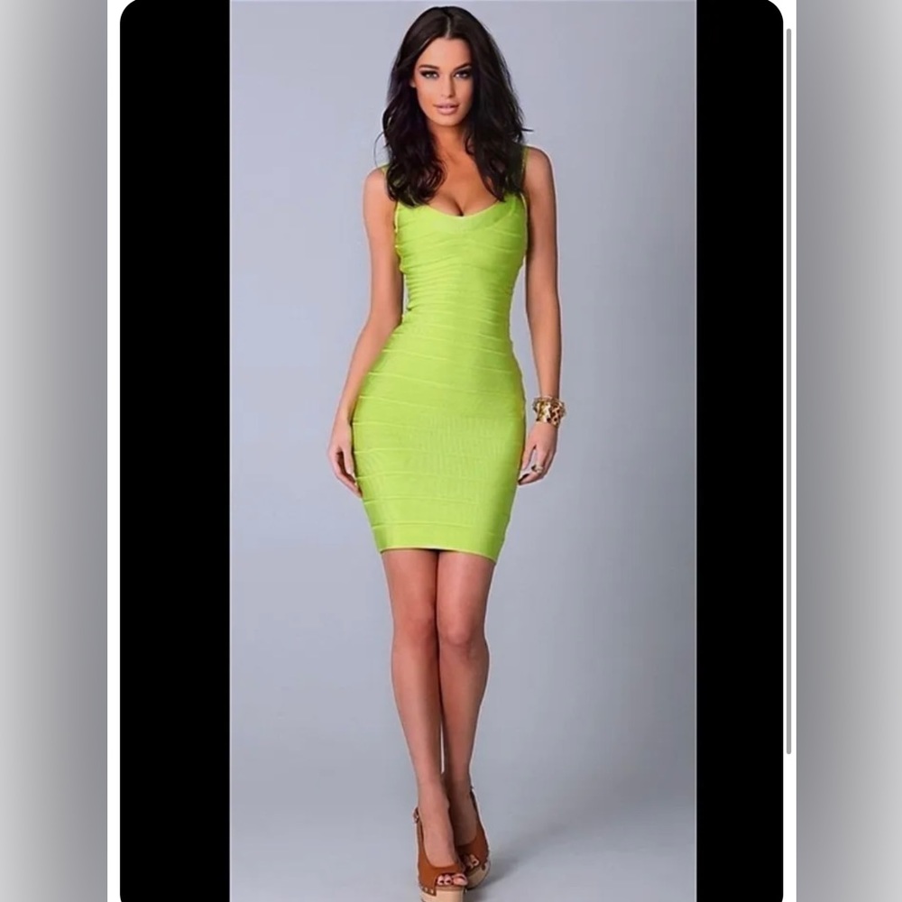 Lime green Herve Leger small Sydney body on dress size small